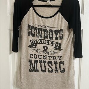 Cowboys Trucks & Country Music Mid Sleeve Tee